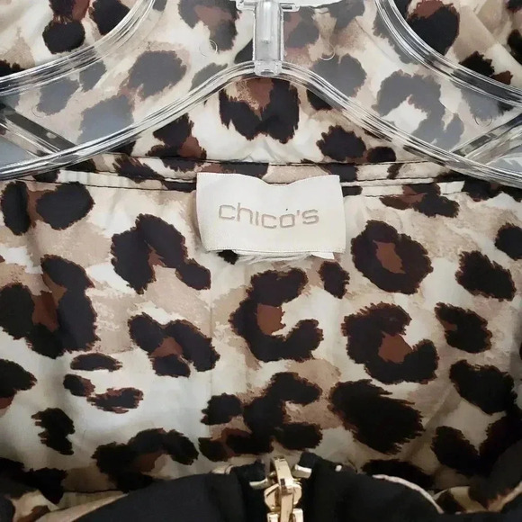 Chico's Reversible Puffer Jacket Black/Animal Print - Picture 5 of 6